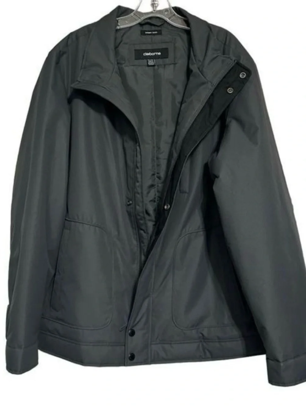 Claiborne Dobby Tech Jacket Men's XXL Dark Gray Insulated Zip & Snap Outerwear
